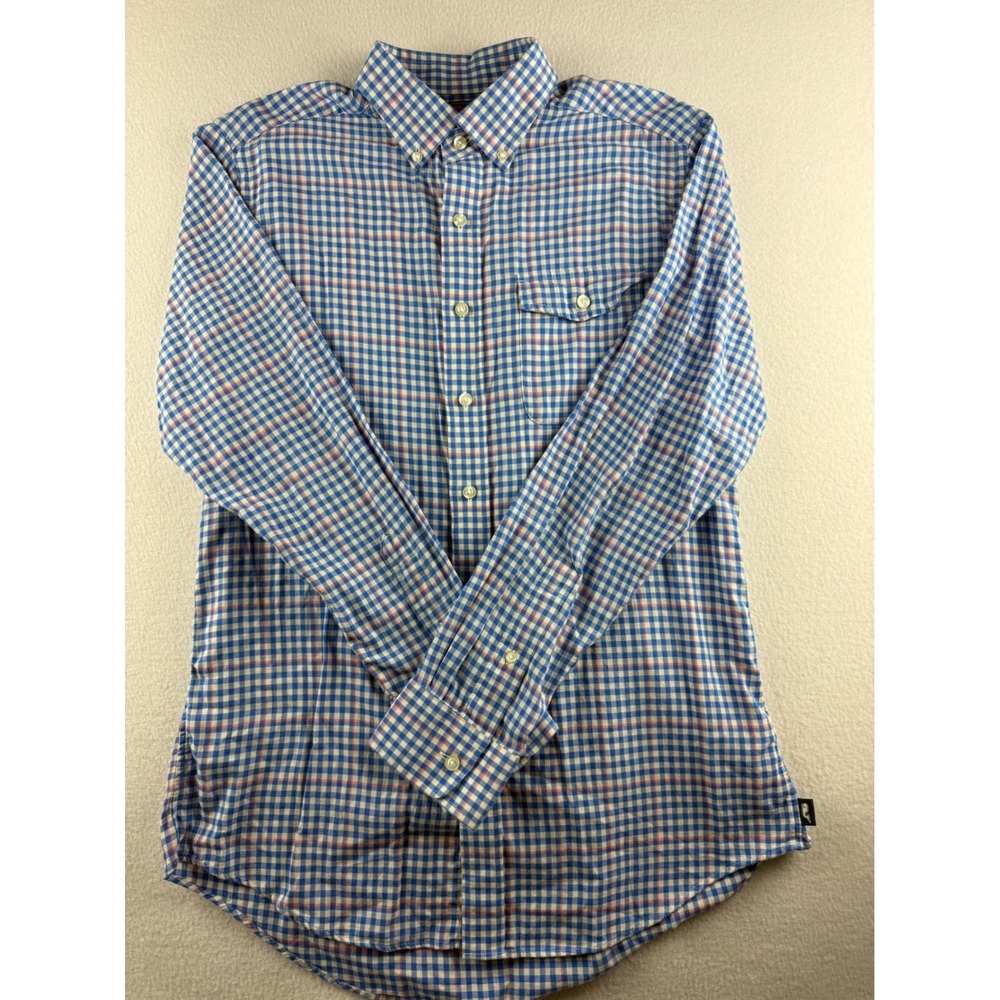 Vineyard Vines Mens Slim Fit Crosby Shirt Blue White Gingham Check Cotton Size M